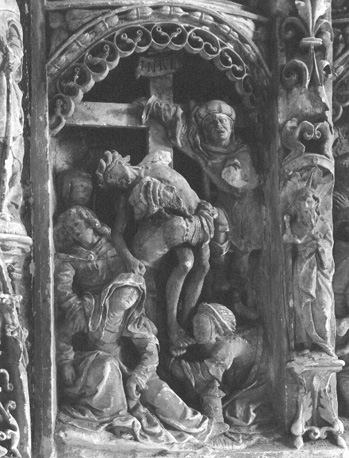Retabel met scènes uit de Passie van Christus, detail: Christus' afname van het kruis