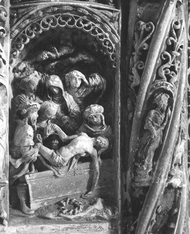 Retabel met scènes uit de Passie van Christus, detail: Graflegging van Christus