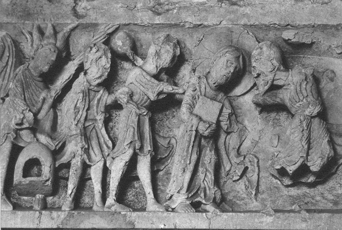 Timpaan, latei: scènes uit de Passie (detail)