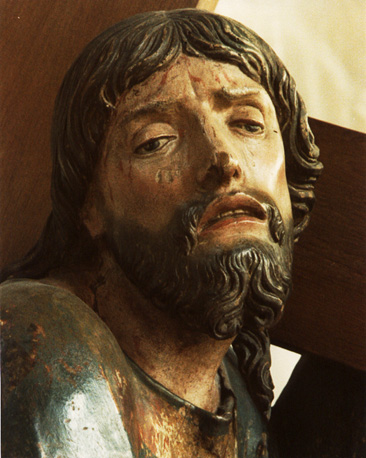Christus draagt zijn kruis, detail: Hoofd van Christus