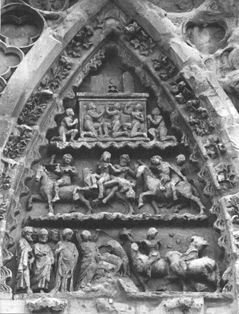 Westfacade, zuidwestelijke steunbeer, westzijde: Apocalypse timpaan