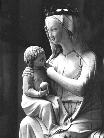 Zittende Maria die het Christuskind de borst geeft, 'Maria Lactans' (detail)