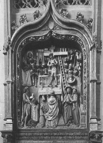 Kooromgang: grafzerk (epitaaf) "Messe de Saint-Gregoire"