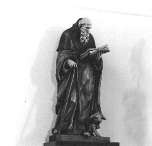 Beeld: Sint Antonius Abt, met boek, staf en varken