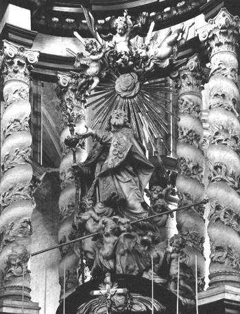 Hoofdaltaar, detail: verheerlijking van Jakobus Maior