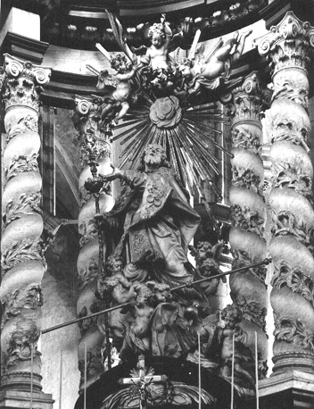 Hoofdaltaar, detail: verheerlijking van Jakobus Maior