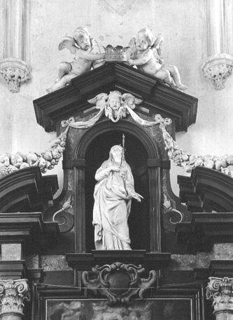 Rubenskapel, grafmonument van P.P.Rubens, beeld: Maria met zwaard in haar borst, 'Mater Dolorosa'