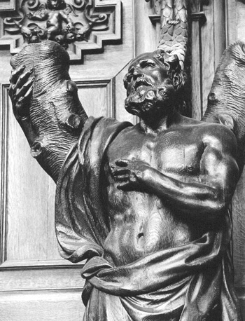 Biechtstoel met beelden, detail: sint Andreas