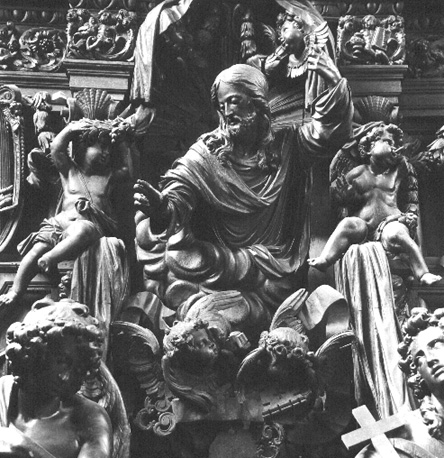 Biechtstoel, detail: zegenende Christus