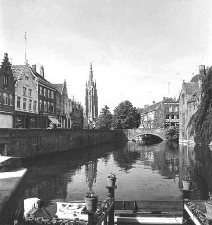 Toren van Onze Lieve Vrouwekerk gezien vanaf de Dijver