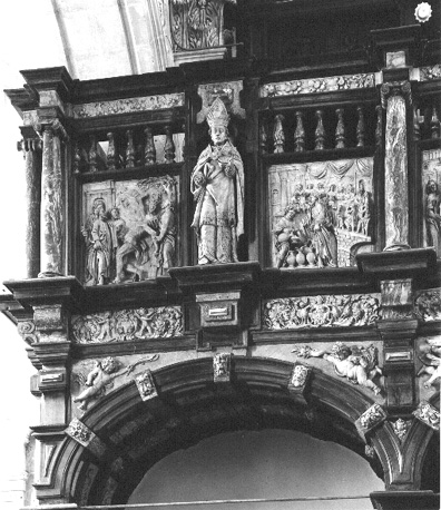 Ingang van middenschip, oksaal: detail (bijbelse scènes)