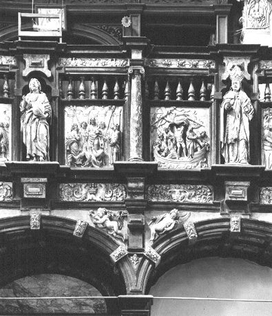 Ingang van middenschip, oksaal: detail (bijbelse scènes)
