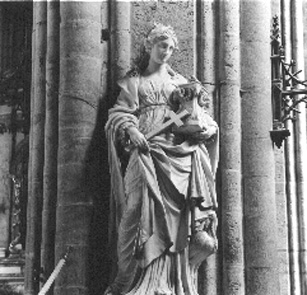 Standbeeld: personificatie van Hoop (Spes), Kracht (Fortitudo) and Liefde (Caritas)