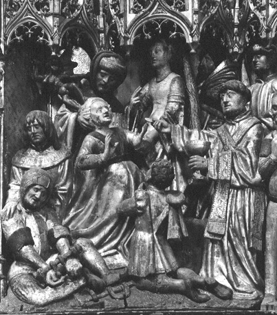 Sint Dymphna retabel: detail: