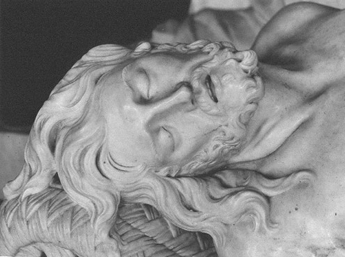 Grafmonument van de abdis Anna Catarina de Lamboy met de Graflegging van Christus, detail: hoofd van Christus