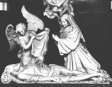 Grafmonument van de abdis Anna Catarina de Lamboy met de Graflegging van Christus