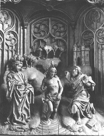 Zijbeuk, Sint Jansretabel, detail: Johannes doopt Christus