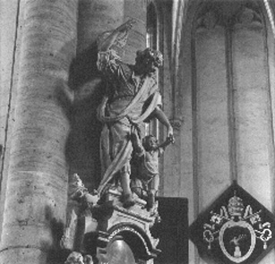 Engelbewaarder boven epitaaf van priester Ignatius de Bischop