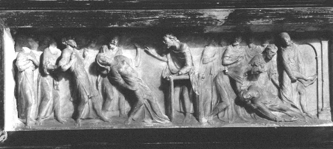 Predella van het altaar van Maria Magdalena: Dood van Ananias en Saffira
