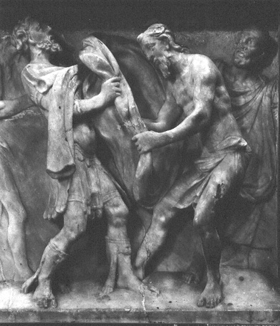 Predella van Passie-altaar:  "Christ revetu de sa robe"