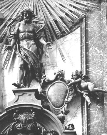 Zuidelijke zijbeuk (vanuit het oosten), biechtstoel, detail: staande Christus ('Salvator Mundi')