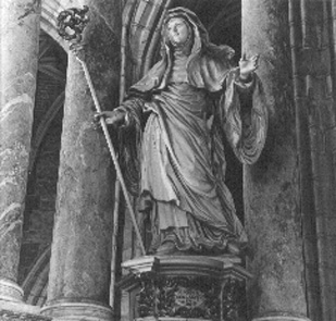 Hoofdaltaar, detail: standbeeld "Scolastica"
