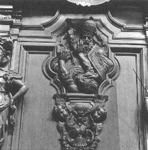 Koorgestoelte, houten paneel: sint Gregorius van Nazianze