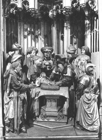 Retabel van Saluces (of: Saluzzo), detail: Besnijdenis van het Christuskind door de priester