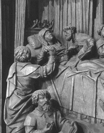 Retabel met scènes uit het leven van Maria: Maria op haar sterfbed (detail)