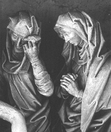Kooromgang, 'Graflegging van Christus', detail: Maria en Maria Magdalena