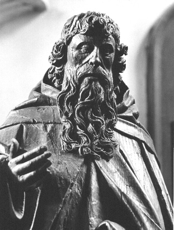 Sint Antonius Abt, detail: bovenste deel van beeld