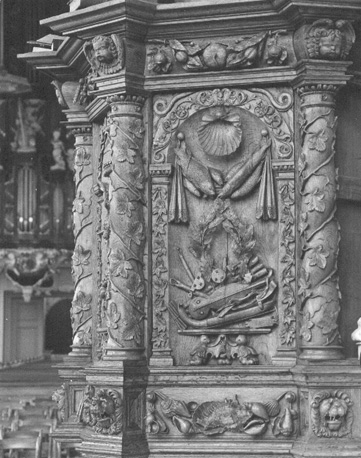 Preekstoel met voorstellingen van de vier seizoenen van het jaar, detail: winter
