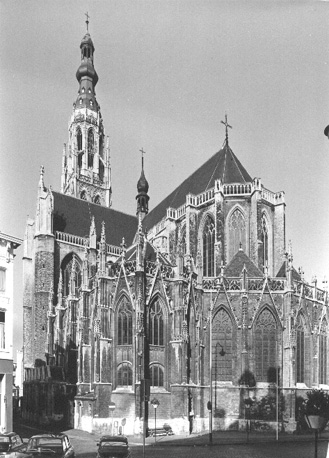 Koor, zuider transept en toren vanuit het oosten