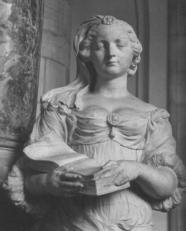 Koor, grafmonument van admiraal Jacob van Wassenaer Obdam, detail: personificatie van waakzaamheid (Vigilantia), bovenlichaam