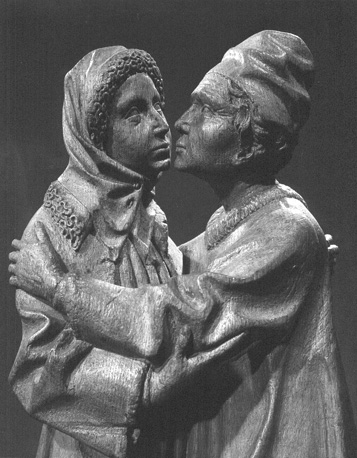 Ontmoeting van Anna en Joachim, detail: bovenlichamen