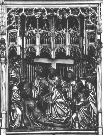 Passieretabel, detail: Bewening van de dode Christus door zijn familie en vrienden