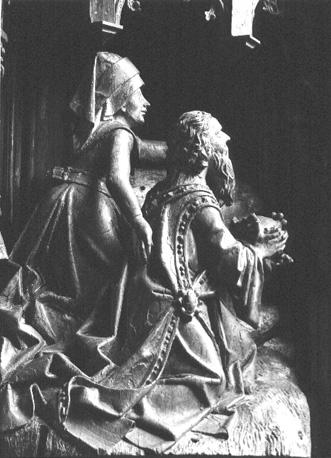 Keizer Augustus en de sibylle van Tibur: de sibylle onthult de keizier een visioen van de Madonna in de hemel