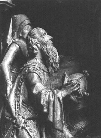 Keizer Augustus en de sibylle van Tibur: de sibylle onthult de keizier een visioen van de Madonna in de hemel (detail)