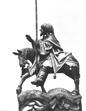 Passieretabel, detail van de Kruisiging van Christus: soldaat te paard
