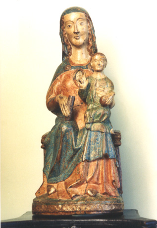 'Sedes Sapientiae': Tronende Maria met Christuskind op schoot