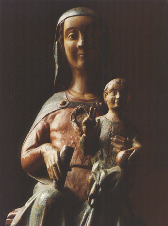 'Sedes Sapientiae': Tronende Maria met Christuskind op schoot (bovenste deel)