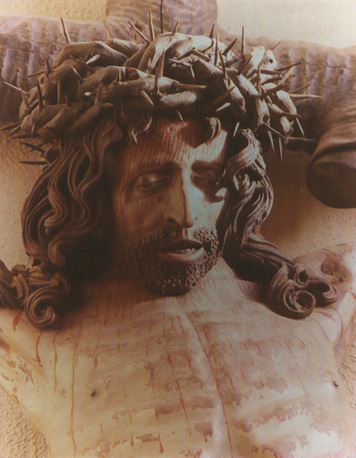 Gekruisigde Christus, genoemd Misericors Salvator, detail: hoofd van Christus