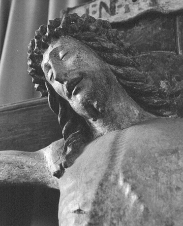 Crucifix (Christus aan het kruis), detail: hoofd van Christus
