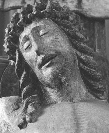 Crucifix (Christus aan het kruis), detail: hoofd van Christus