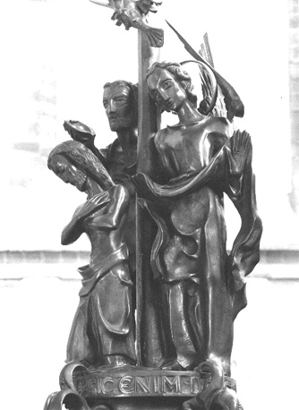 Doopvont (deksel), detail: doop van Christus