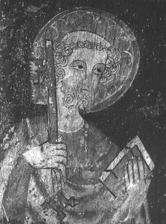 Christus aan het kruis, met Maria, Johannes de Evangelist en Petrus, detail: Petrus (bovenlichaam)