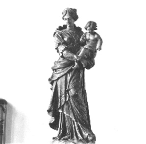 Staande Maria met Christuskind op haar linker arm