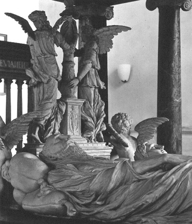Noordelijk zijkoor: grafmonument van Reinoud van Brederode en zijn vrouw Philippote van der Marck (detail: zicht op hun portretten)