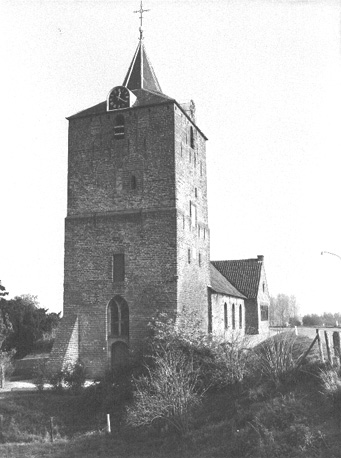 Kerktoren, schip en transept (vanuit het zuidwesten ?)