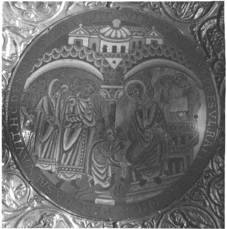 Reliekschrijn van Sint Heribertus van Keulen, detail, dak, scènes uit het leven van Heribertus: palmprocessie en duiveluitdrijving
